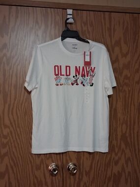 Old Navy Disney Character Graphic Tee - White with Red Logo. Size Large NWT!!!!!